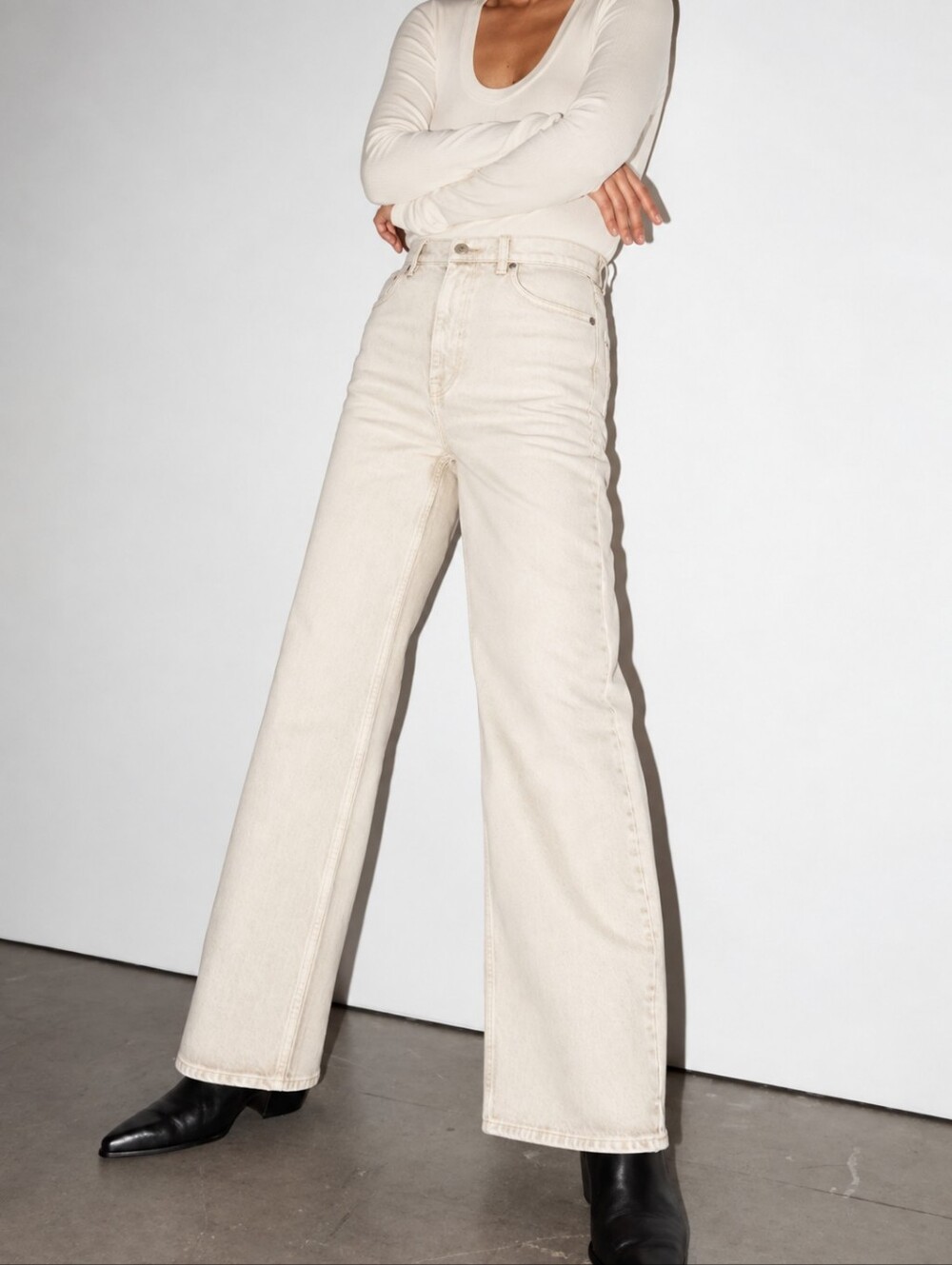 & Other Stories Jeans Wide Leg Dear Cut Denim 90s Ecru White  29